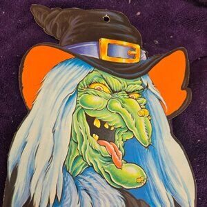 Vintage Witch Die Cut Flocked: Halloween Decoration